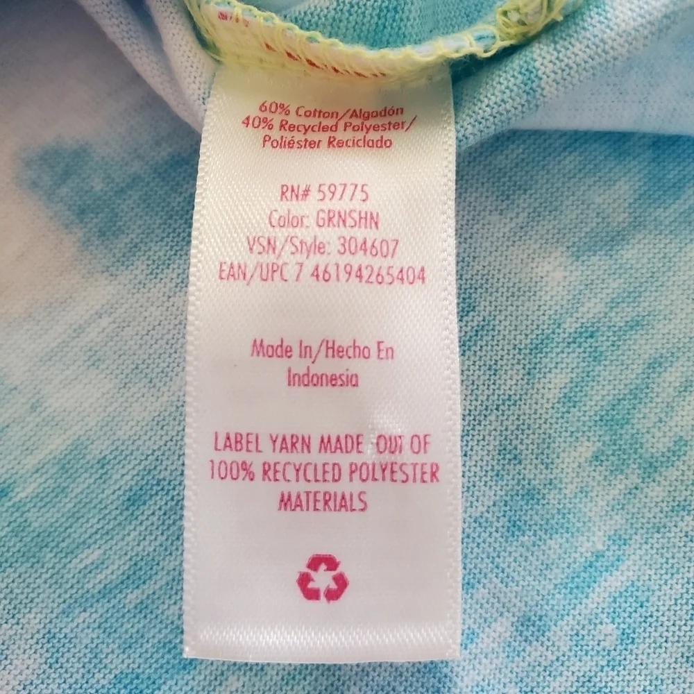 K1159 * Justice Girls Tie Dyed Tee Yellow Blue Size XS (5/6) NWT